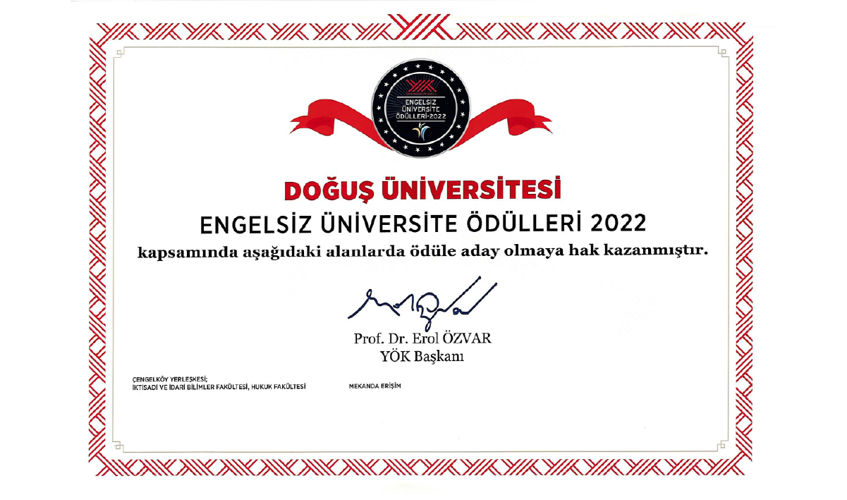 Doğuş Üniversitesine Engelsiz Üniversite Ödülleri