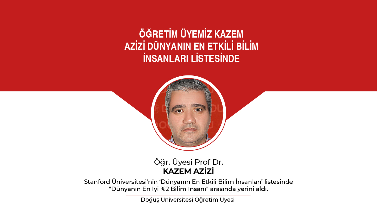 Öğr. Üyesi Prof Dr. Kazem Azizi Stanford Üniversitesi'nin ‘Dünyanın En Etkili Bilim İnsanları’ listesinde "Dünyanın En İyi %2 Bilim İnsanı" arasında yerini aldı